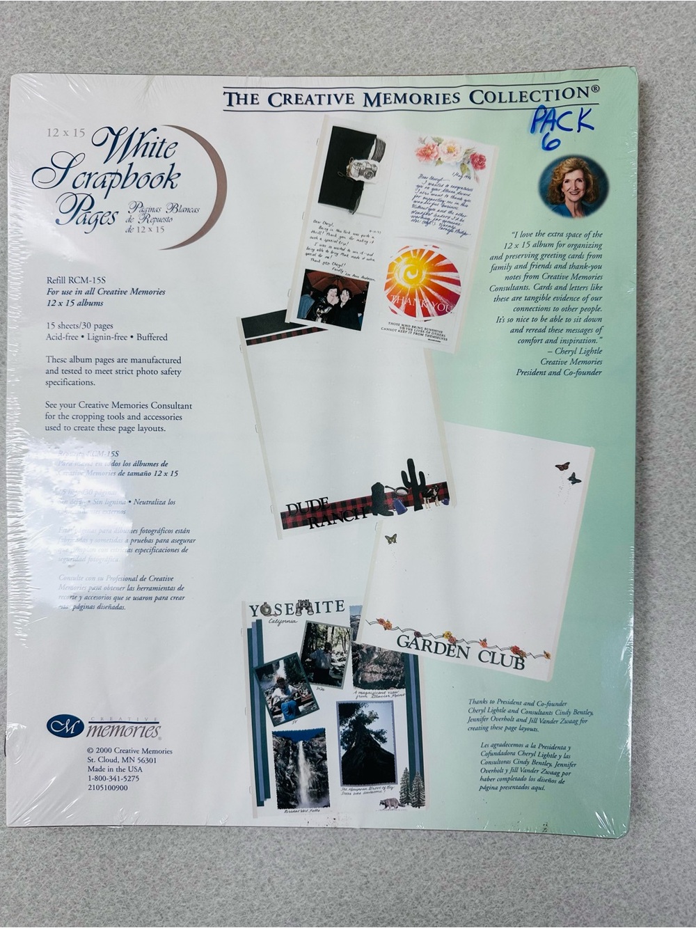 AS IS Retired Creative Memories White 12 x 15 Scrapbook Refill Pages 14/15 good